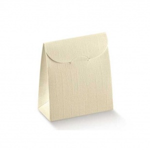 Saqueta de base rectangular em cartolina linho marfim