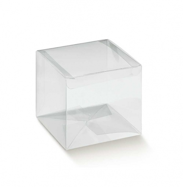 Cubo transparente com abertura pelo topo