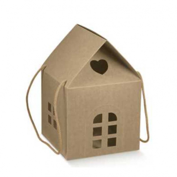 Caixa fomato casa em cartão kraft com cordões